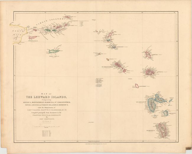 Map of the Leeward Islands; Comprising Antigua, Montserrat, Barbuda, St. Christopher, Nevis, Anguilla, Virgin Islands & Dominica...