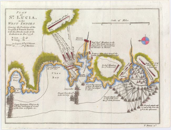 Plan of St. Lucia, in the West Indies Shewing the Positions of the English & French Forces with the Attacks Made at Its Reduction in Decr. 1778