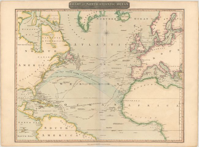 Chart of North Atlantic Ocean with Tracks of the Shipping to West Indies, North America &cc.