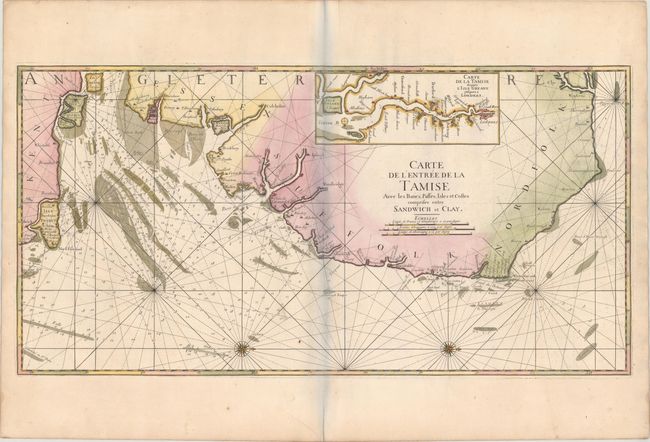 Carte de l'Entree de la Tamise avec les Bancs, Passes, Isles et Costes Comprises Entre Sandwich et Clay