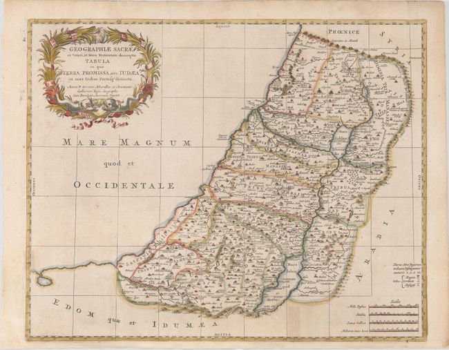 Geographiae Sacrae ex Veteri, et Novo Testamento Desumptae Tabula in qua Terra Promissa, sive Iudaea in suas Tribus Partesq. Distincta