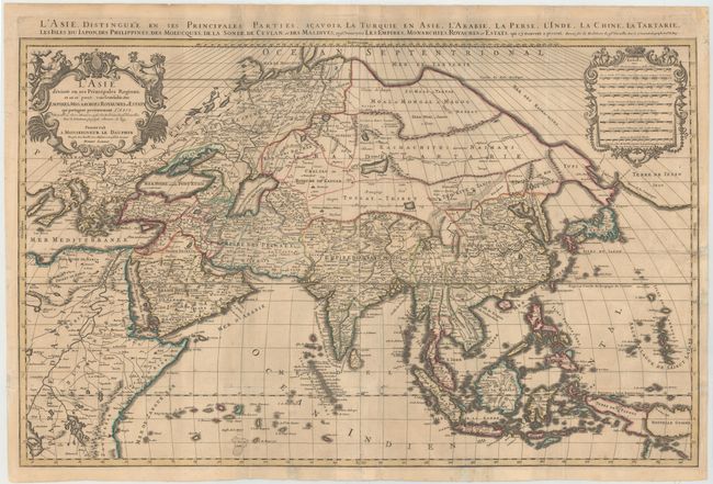 L'Asie Divisee en ses Principales Regions, et ou se Peut Voir l'Estendue des Empires, Monarchies, Royaumes, et Estats qui Partagent Presentement l'Asie