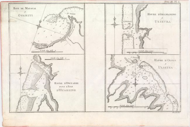 Baye de Matavai a Otahiti [on sheet with] Havre d'Ohamaneno a Ulietea [and] Havre d'Owharre dans l'Isle d'Huaheine [and] Havre d'Oopoa a Ulietea