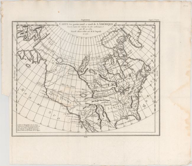 Carte des Parties Nord et Ouest de l'Amerique Dressee d'Apres les Relations les Plus Authentiques...