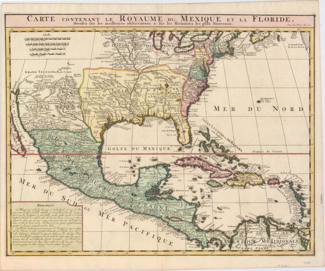 Carte Contenant le Royaume du Mexique et la Floride, Dressez sur les Meilleures Observations & sur les Memoires les plus Nouveaux