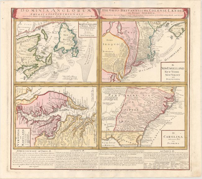 Dominia Anglorum in America Septentrionali... / Die Gros-Britannische Colonie-Laender, in Nord-America...