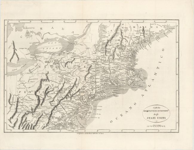 Carta delle Provincie Settentrionli. degli Stati Uniti
