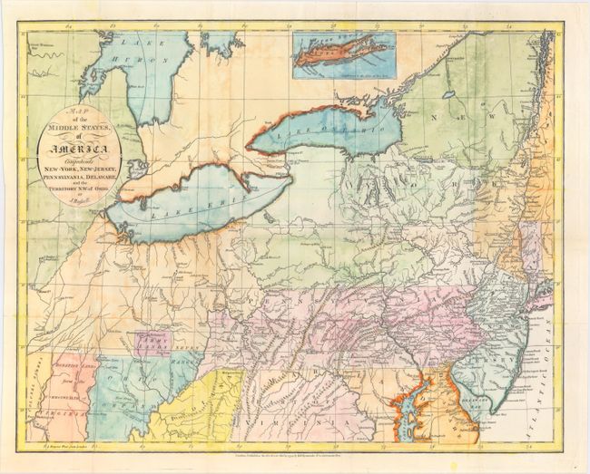 Map of the Middle States, of America. Comprehends New-York, New-Jersey, Pennsylvania, Delaware, and the Territory N:W: of Ohio