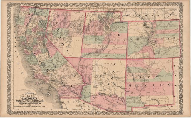 Colton's Map of California, Nevada, Utah, Colorado, Arizona & New Mexico