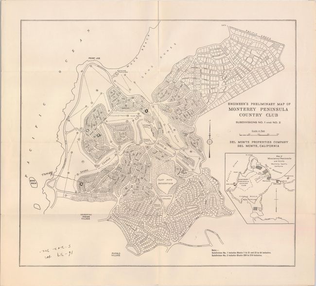 Engineer's Preliminary Map of Monterey Peninsula Country Club Subdivisions No. 1 and No. 2