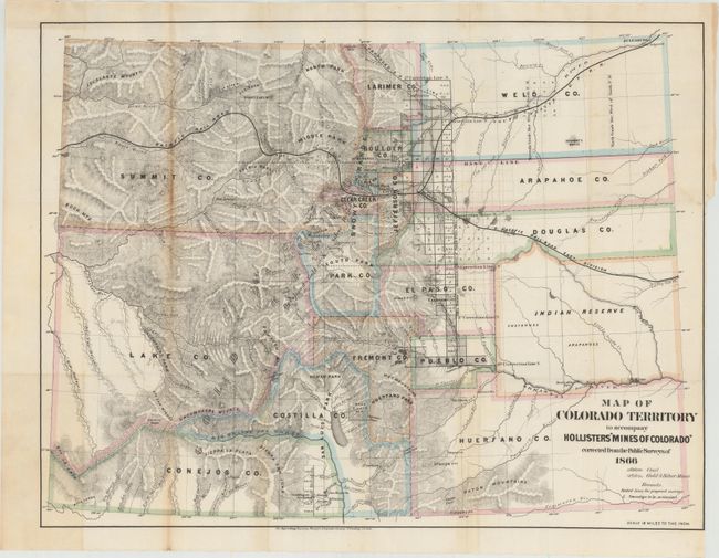 Map of Colorado Territory to Accompany Hollister's 'Mines of Colorado' Corrected from the Public Surveys of 1866 [with book] Mines of Colorado