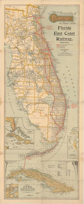 Map of the Peninsula of Florida and Adjacent Islands. Florida East Coast Railway