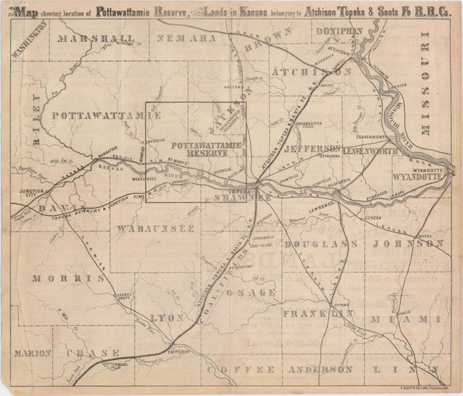 Map Showing Location of Pottawattamie Reserve; Lands in Kansas Belonging to Atchison Topeka & Santa Fe R.R. Co.