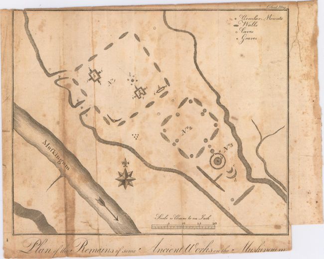 Plan of the Remains of Some Ancient Works on the Muskingum [with magazine] The Columbian Magazine, or Monthly Miscellany, for May, 1787