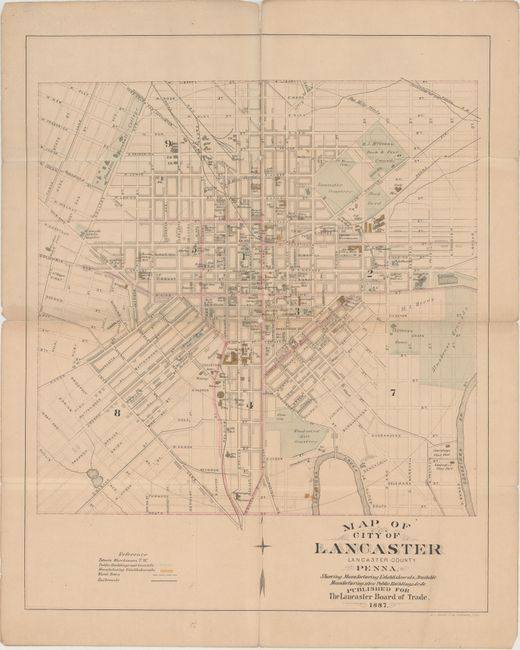 Map of City of Lancaster Lancaster County, Penna. Showing Manufacturing Establishments, Available Manufacturing Sites Public Buildings &c. &c.
