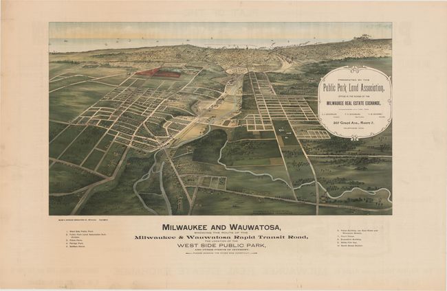 Milwaukee and Wauwatosa, Showing the Route of the Milwaukee & Wauwatosa Rapid Transit Road, the Location of the West Side Public Park, and Other Points of Interest