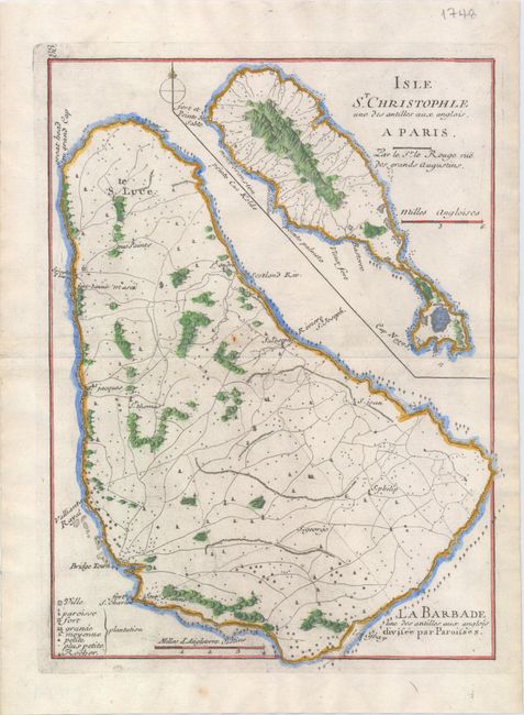 Isle St. Christophle une des Antilles aux Anglois [on sheet with] La Barbade une des Antilles aux Anglois Divisee par Paroisses