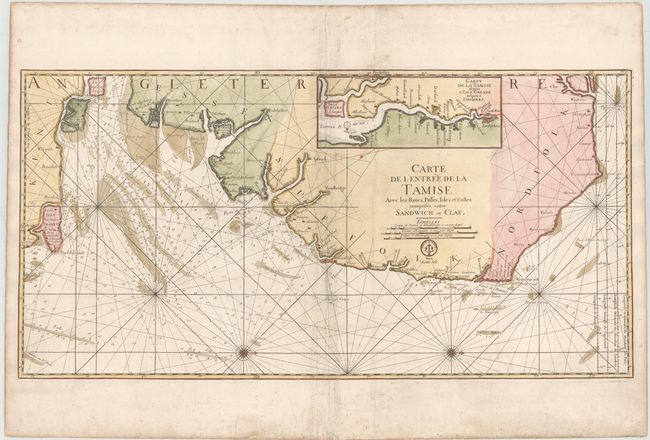 Carte de l'Entree de la Tamise avec les Bancs, Passes, Isles et Costes Comprises Entre Sandwich et Clay