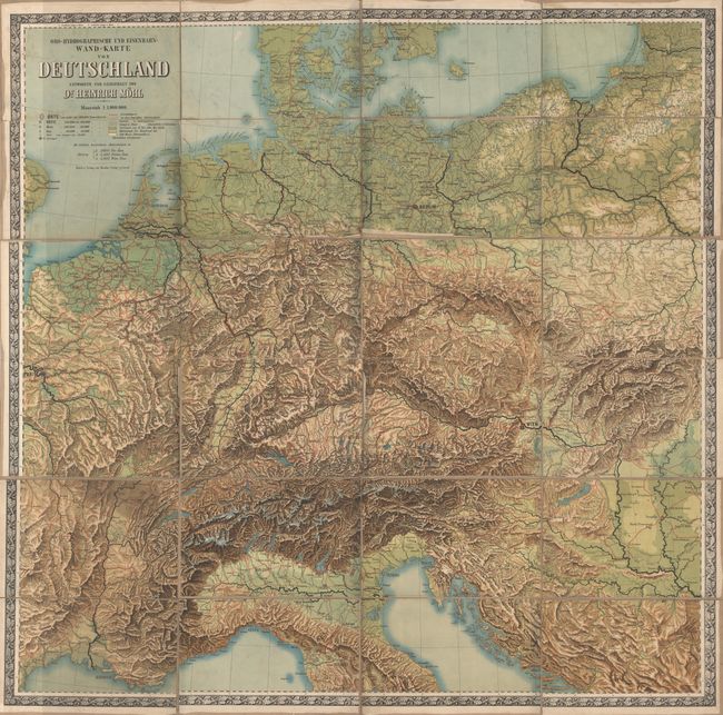 Oro-Hydrographische und Eisenbahn-Wand-Karte von Deutschland