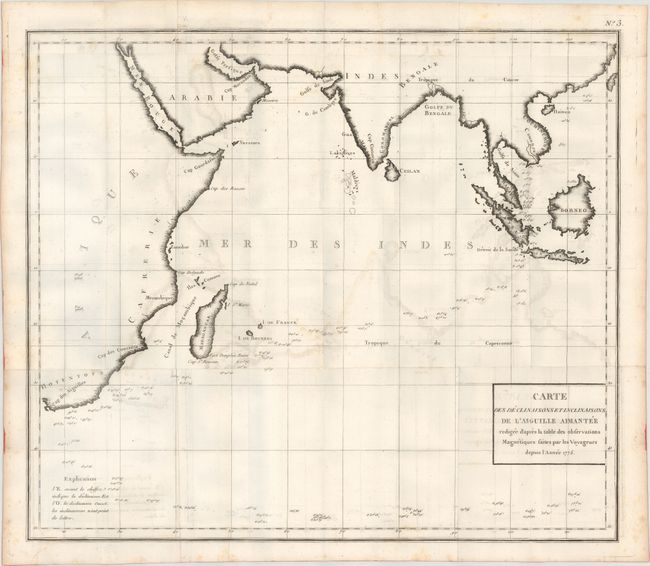 Carte des Declinaisons et Inclinaisons de l'Aiguille Aimantee Redigee d'Apres la Table des Observations Magnetiques Faites par les Voyageurs Depuis l'Annee 1775
