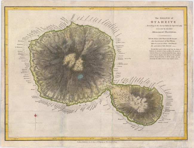 The Island of Otaheite According to the Survey Taken by Cap. Cook 1769, Corrected by His Later Astronomical Observations [and] Carte des Isles Decouvertes aux Environs d'Otahiti, dans Plusieurs Voyages Faits Autour du Monde