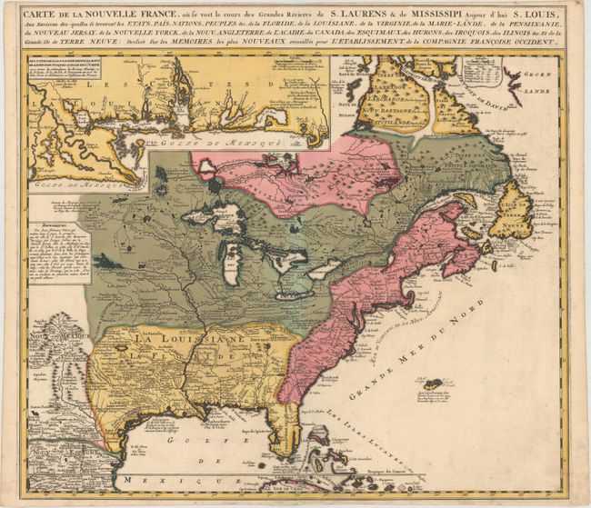Carte de la Nouvelle France, ou se Voit le Cours des Grandes Rivieres de S. Laurens & de Mississipi Aujour d'hui S. Louis...