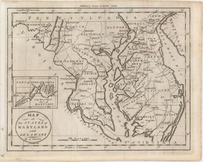 Map of the States of Maryland and Delaware