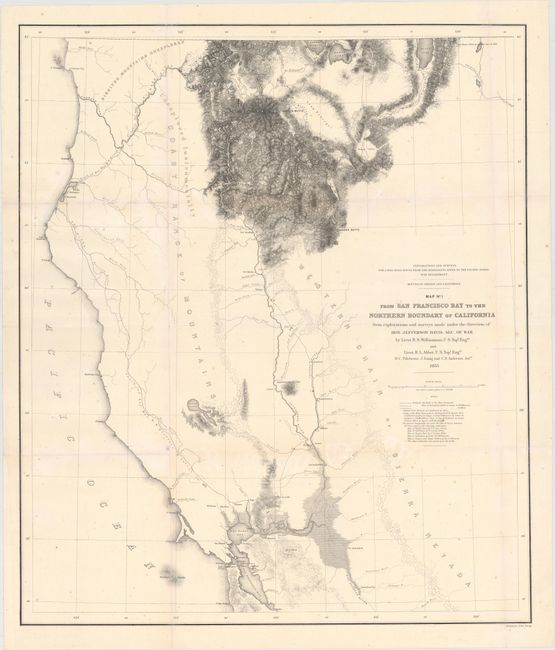 Map No. 1 From San Francisco Bay to the Northern Boundary of California from Explorations and Surveys Made Under the Direction of Hon. Jefferson Davis...