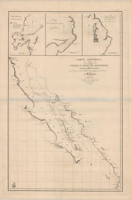 Carta Esferica de las Costas y Golfo de Californias Llamado Mar de Cortes que Comprende Desde el Cabo Corrientes Hasta el Puerto de S. Diego...