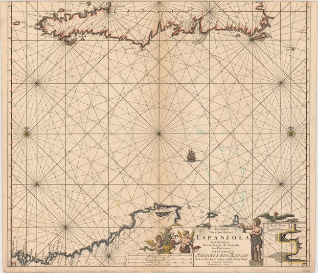 Pas-kaart van de Zuyd-Kust van Espanjola met de Zee Kust van Nuevo Reyne de Granada