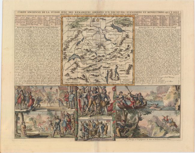 Carte Ancienne de la Suisse avec des Remarques Abregees sur les Divers Evenemens et Revolutions qui y sont Arrivees, et Particulierement Celles qui Ont Donne Lieu a Leur Liberte