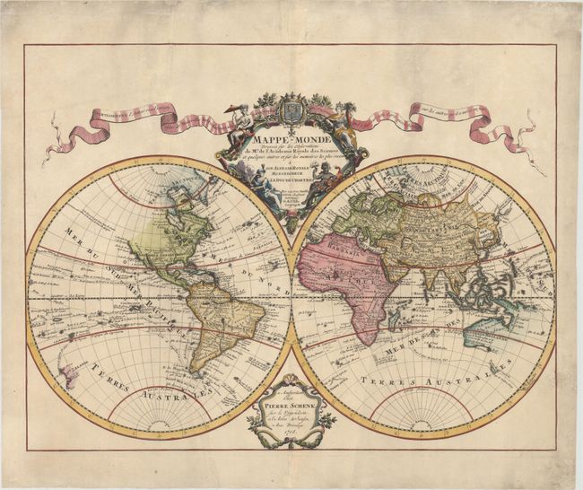 Mappe-Monde Dressee sur les Observations de Mrs. de l'Academie Royale des Sciences et Quelques Autres et sur les Memoires les Plus Recens