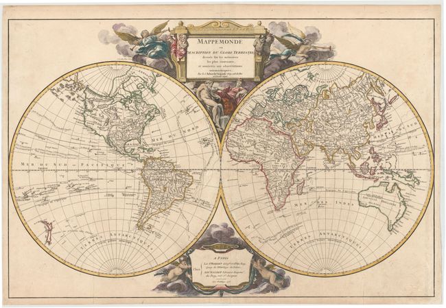 Mappemonde ou Description du Globe Terrestre Dressee sur les Memoires les Plus Nouveaux, et Assujettie aux Observations Astronomiques