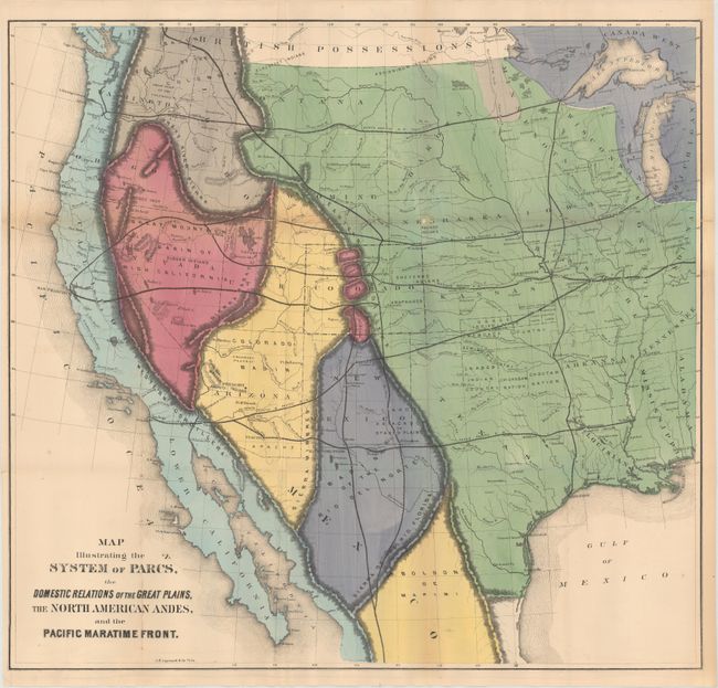 Map Illustrating the System of Parcs, the Domestic Relations of the Great Plains... [together with] Map of North America Delineating the Mountain System and Its Details... [and] Thermal Map of North America, Delineating the Isothermal Zodiac
