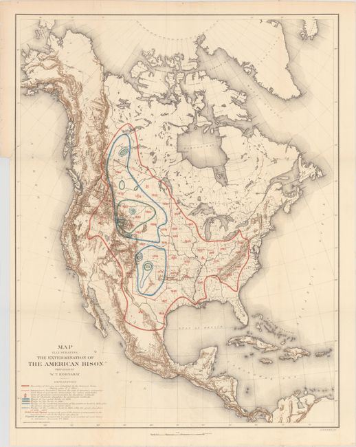 Map Illustrating the Extermination of the American Bison Prepared by W.T. Hornaday [with report] The Extermination of the American Bison, with a Sketch of its Discovery and Life History