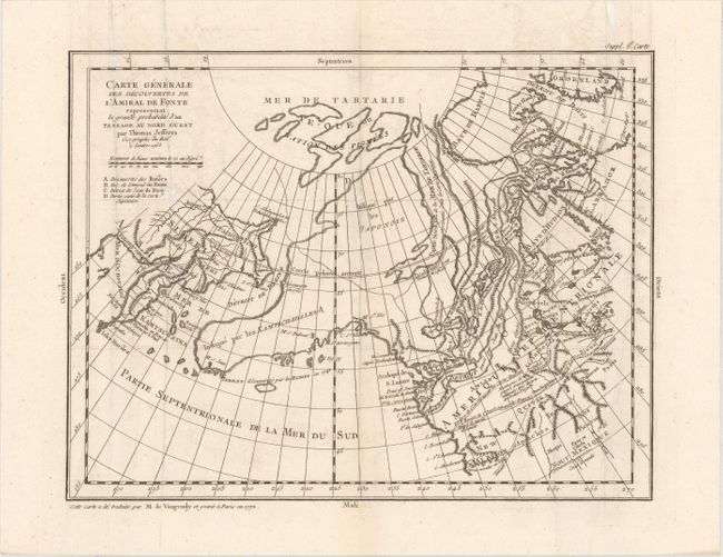 Carte Generale des Decouvertes de l'Amiral de Fonte Representant la Grande Probabilite d'un Passage au Nord Ouest