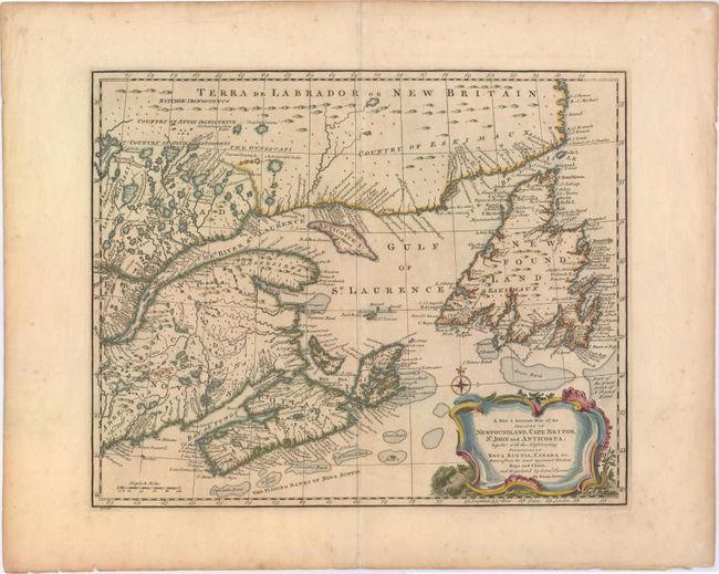 A New & Accurate Map of the Islands of Newfoundland, Cape Briton, St. John and Anticosta; Together with the Neighbouring Countries of Nova Scotia, Canada &c. Drawn from the Most Approved Moderns Maps and Charts, and Regulated by Astronl. Observatns.