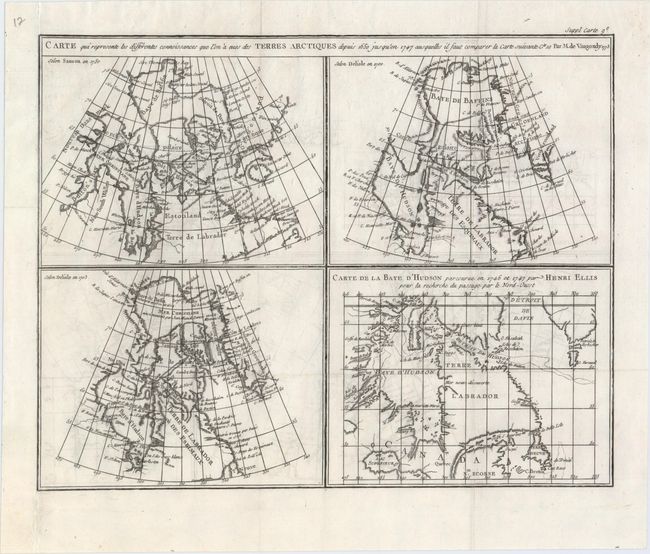 Carte qui Represente les Differentes Connoissances que l'on a Eues des Terres Arctiques Depuis 1650 Jusqu'en 1747 Ausquelles il Faut Comparer la Carte Suivante