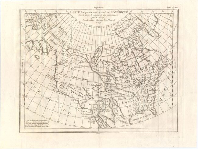 Carte des Parties Nord et Ouest de l'Amerique Dressee d'Apres les Relations les Plus Authentiques par M... en 1764