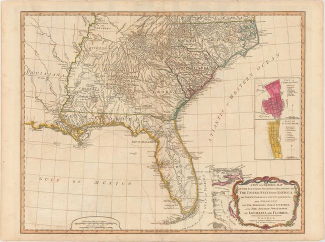 A New and General Map of the Southern Dominions Belonging to the United States of America, viz North Carolina, South Carolina, and Georgia: with the Bordering Indian Countries, and the Spanish Possessions of Louisiana and Florida