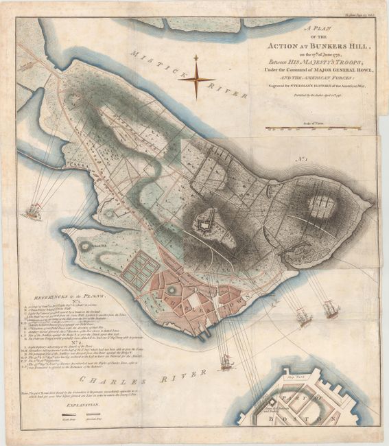 A Plan of the Action at Bunkers Hill, on the 17th of June 1775. Between His Majesty's Troops, Under the Command of Major General Howe, and the American Forces: Engraved for Stedman's History of the American War