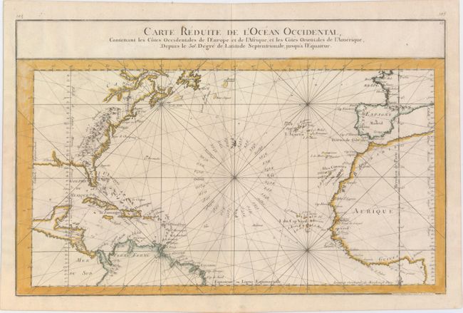 Carte Reduite de l'Ocean Occidental, Contenant les Cotes Occidentales de l'Europe et de l'Afrique, et les Cotes Orientales de l'Amerique...