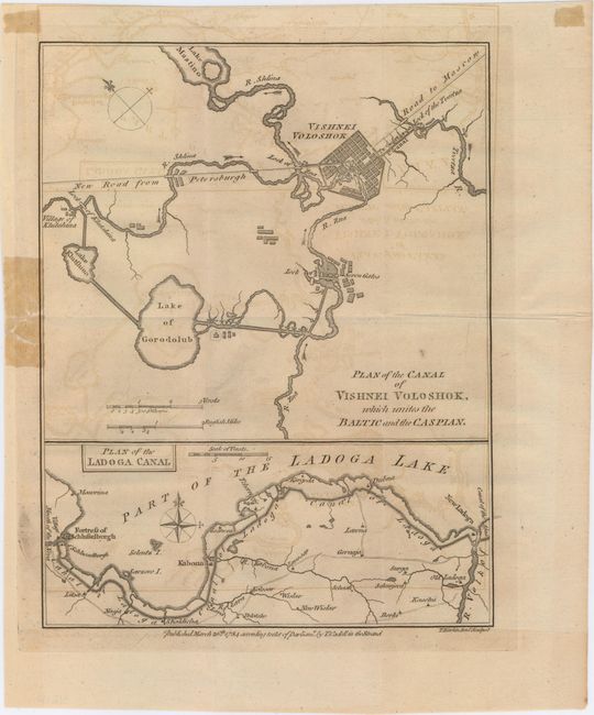 Plan of the Canal of Vishnei Voloshok, Which Unites the Baltic and the Caspian [on sheet with] Plan of the Ladoga Canal