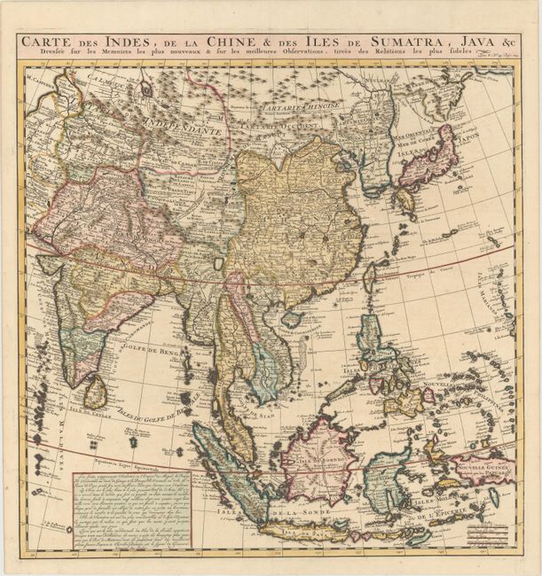Carte des Indes, de la Chine & des Iles de Sumatra, Java &c. Dressee sur les Memoires les Plus Nouveaux & sur les Meilleures Observations, Tirees des Relations les Plus Fideles