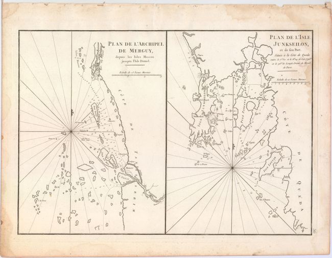 Plan de l'Archipel de Merguy, Depuis les Isles Moscos Jusqu'a l'Isle Domel [on sheet with] Plan de l'Isle Junkseilon, et de Son Port...