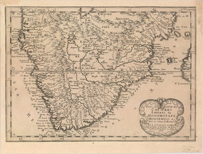 Pays, et Coste des Caffres: Empires du Monomotapa Monoemugi, &c. Tires de Sanut de Marmol &c.