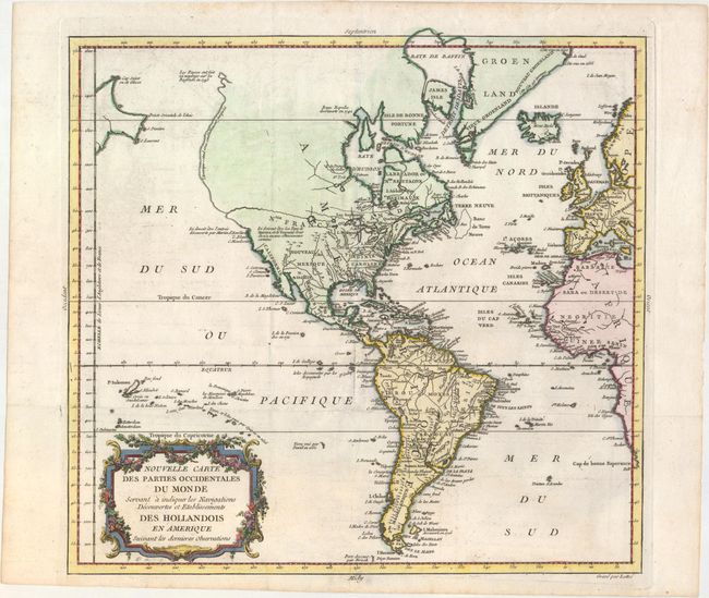 Nouvelle Carte des Parties Occidentales du Monde Servant a Indiquer les Navigations Decouvertes et Etablissements Des Hollandois en Amerique Suivant les Dernieres Observations