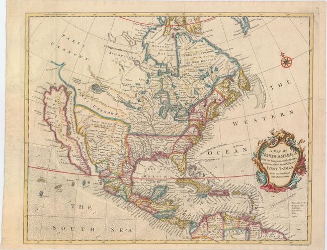 A Map of North America With the European Settlements & Whatever Else is Remarkable in ye West Indies, from the Latest and Best Observations