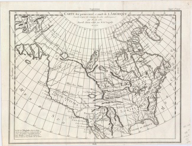 Carte des Parties Nord et Ouest de l'Amerique Dressee d'Apres les Relations les Plus Authentiques par M... en 1764