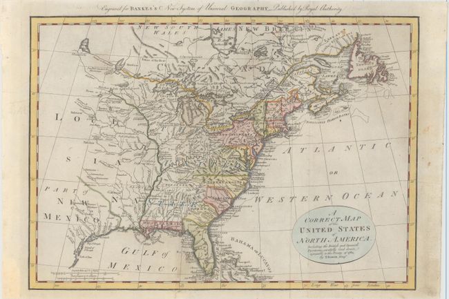 A Correct Map of the United States of North America. Including the British and Spanish Territories, Carefully Laid Down Agreeable to the Treaty of 1784